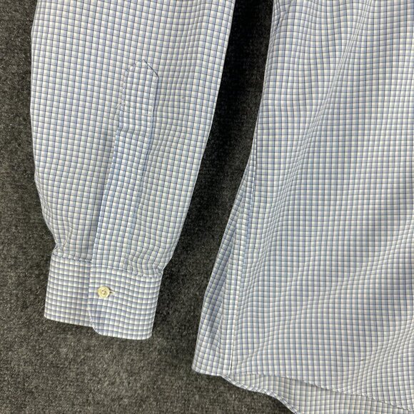 Brooks Brothers Shirt Mens 16.5 Madison Button Up Non Iron Blue White Check Cott - Picture 3 of 9